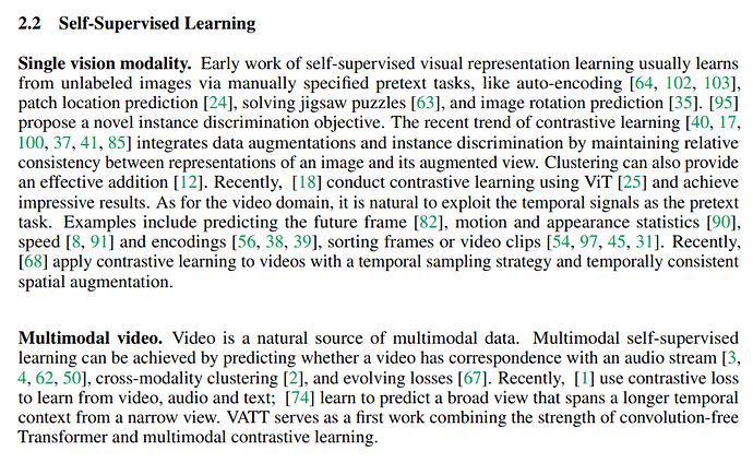 Self-supervised learning section of the paper